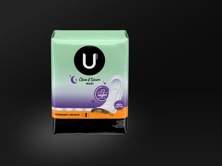 U by Kotex® serviettes hygiéniques maxi Clean & Secure, absorption de nuit