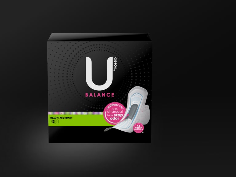 U by Kotex® Balance Ultra Thin Charcoal pads, heavy absorbency